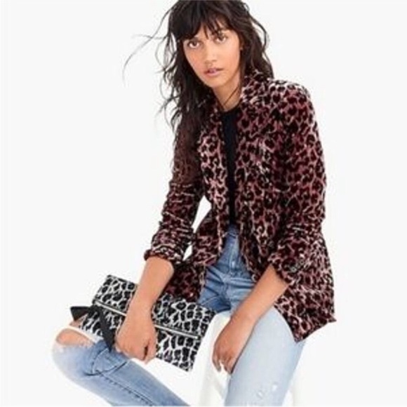 j crew pink leopard double breasted blazer - Picture 2 of 5